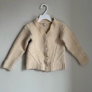 Belle Enfant Kids 100% Lambswool Cardigan Knit Cream Button Sweater Toddler 3-5T